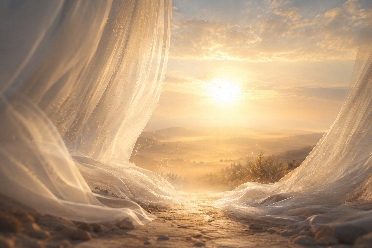 Veils of light parting to reveal remembrance